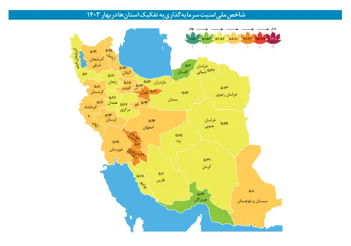 وضعیت استان‌ها در شاخص امنیت سرمایه‌گذاری